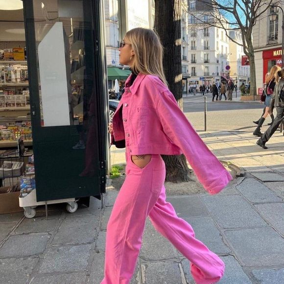 ZARA PINK HEART DENIM SHORT JEAN JACKET - Picture 7 of 12